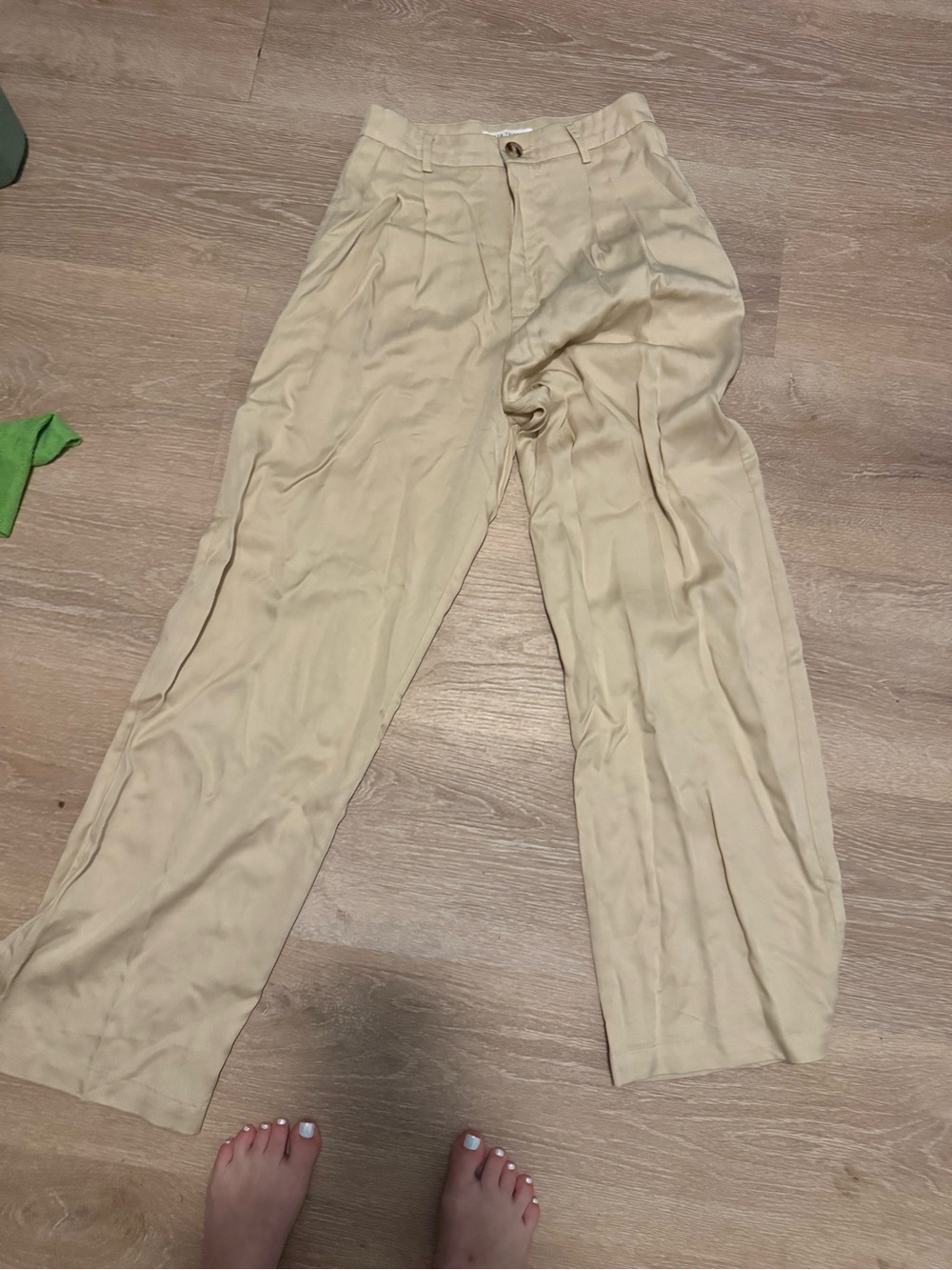 Womens- 12th tribe- Classic Pleated Beige Pants